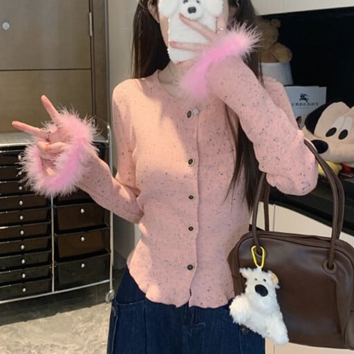 【outer】ファーニットカーデ　M28881