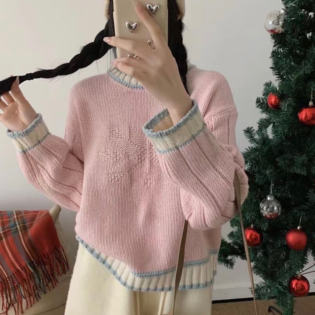 【tops】ジャカードニットセーター　M28825