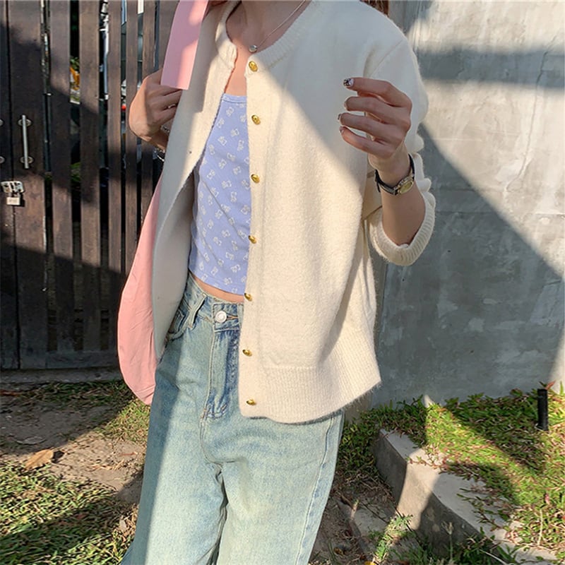【outer】クルーネックニットカーデ　M25961