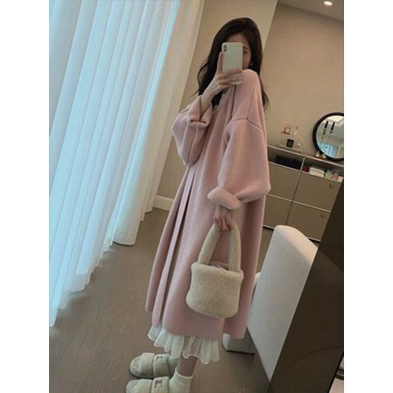 【outer】ロング丈無地ニットカーデ　M18059
