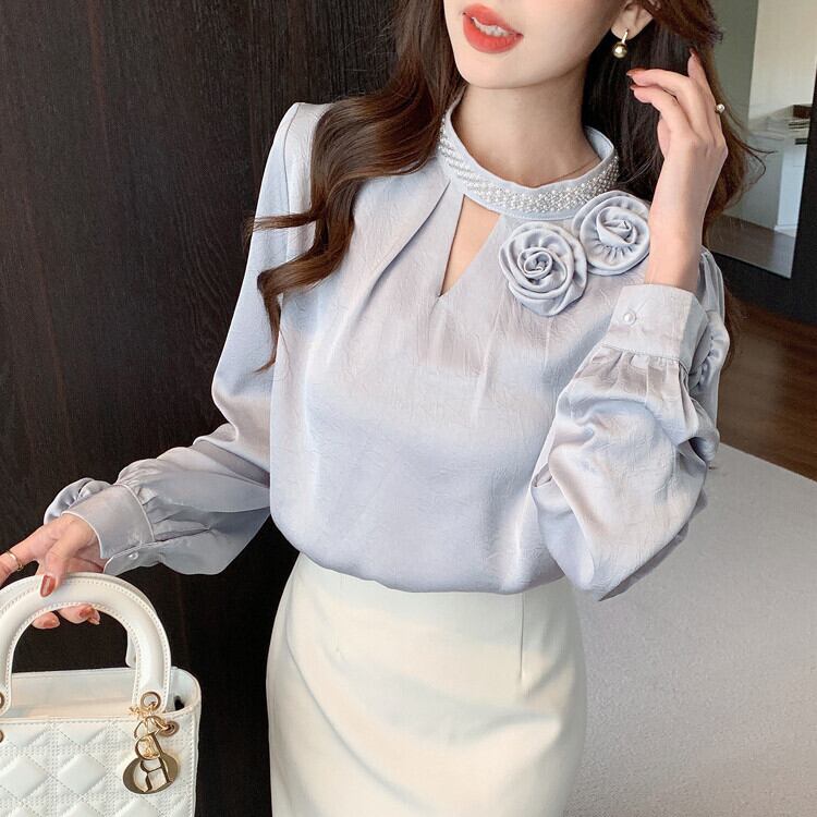 【tops】立体フラワーシャツトップス　M28972