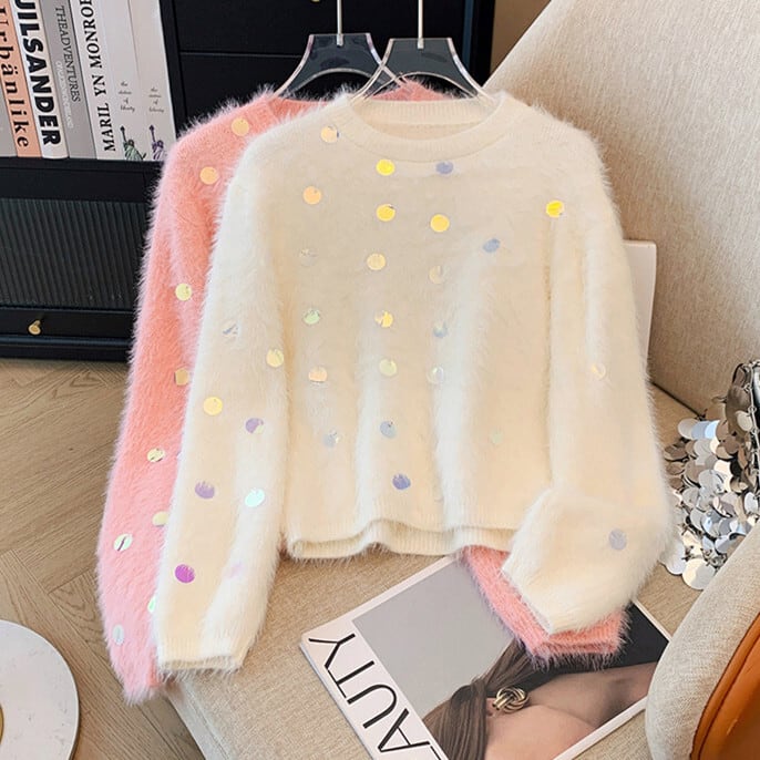 【tops】スパンコールニットセーター　M29308