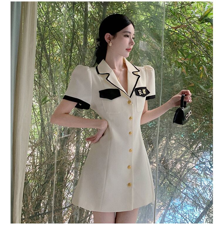 【dress】カラーマッチングスーツワンピース G21000