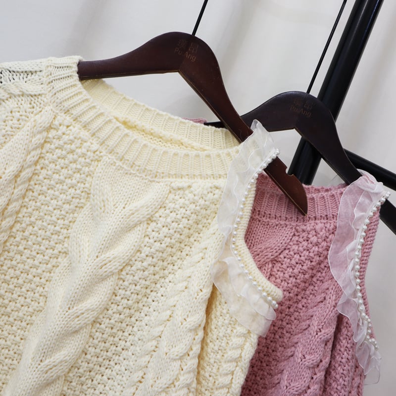 【tops】オフショルダーニットセーター　M25441