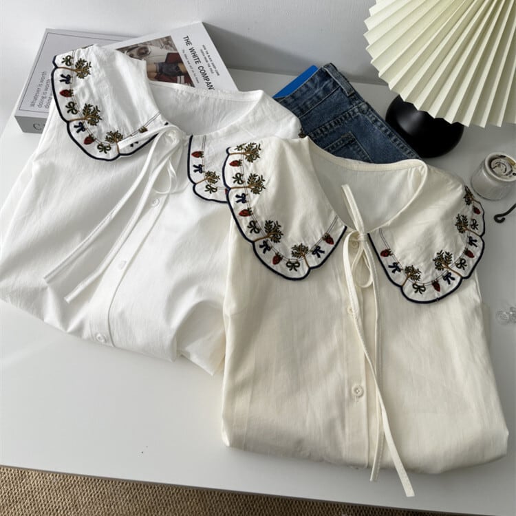 【tops】刺繍シャツブラウス　M29907