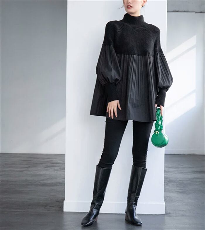 【tops】ニットドッキングトップス　M18436