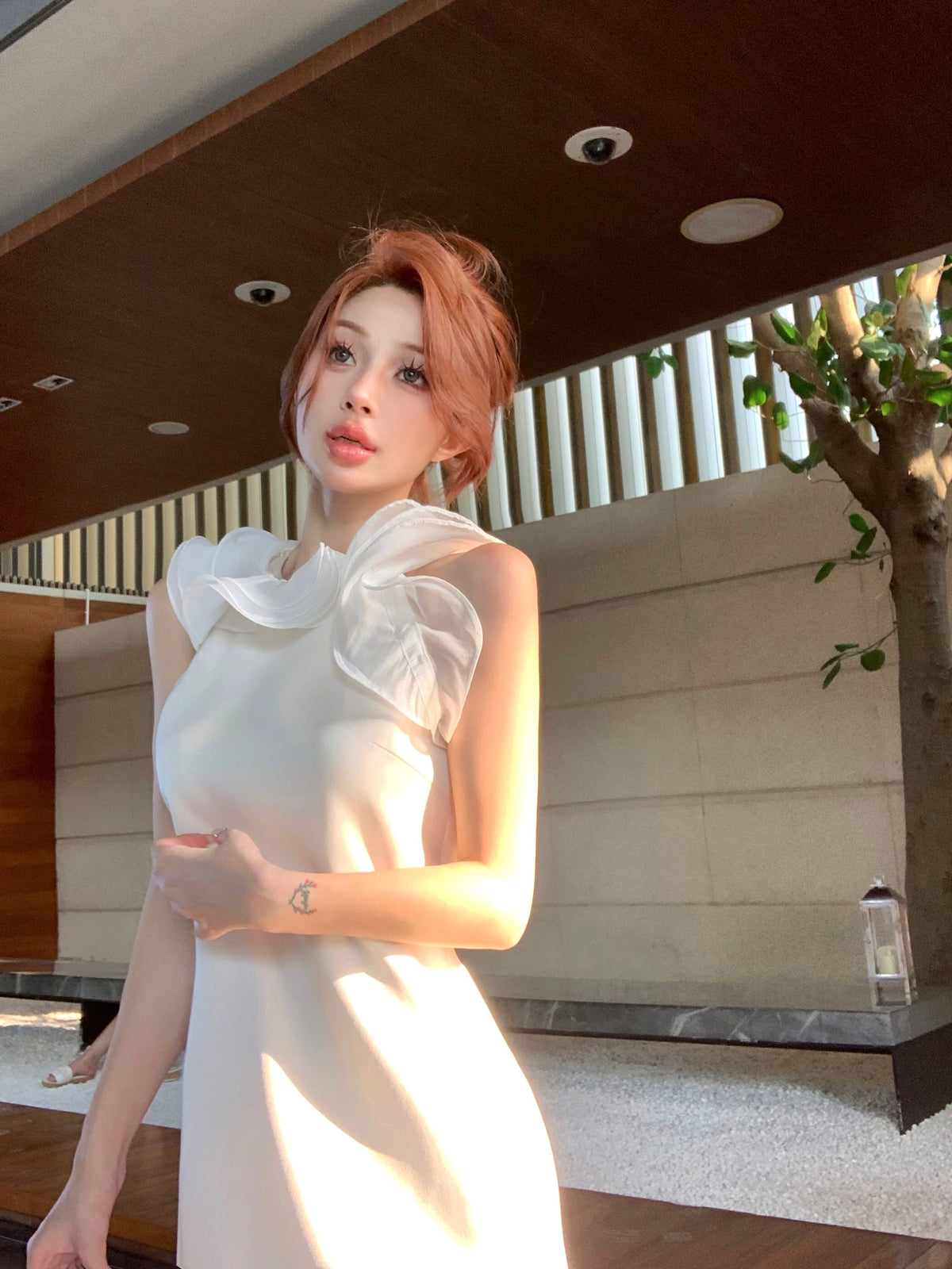 【dress】フリルノースリーブワンピース　M24008