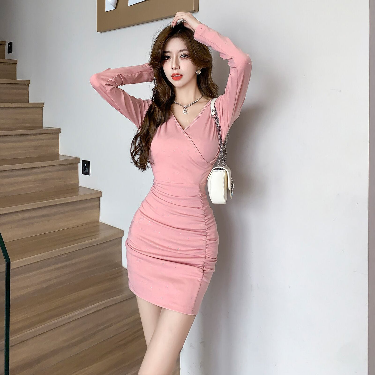 【dress】Vネックデートワンピース　M18680