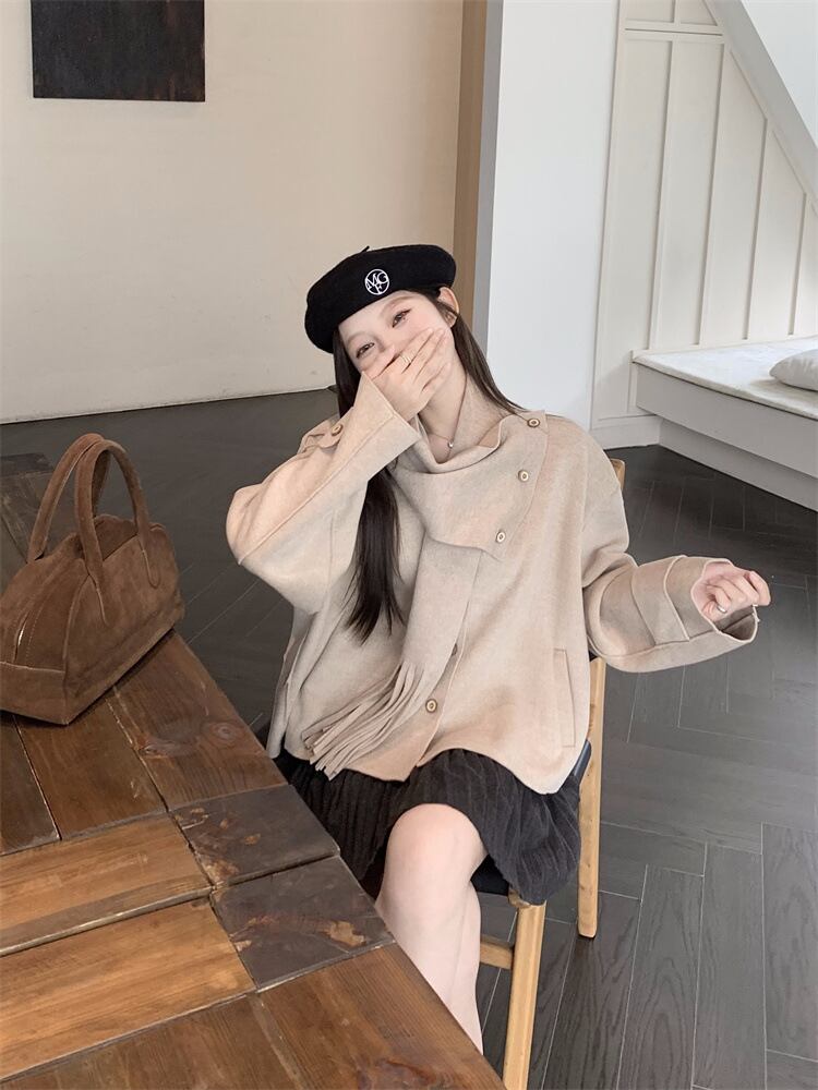 【outer】ショートコートマフラー付き　M27679
