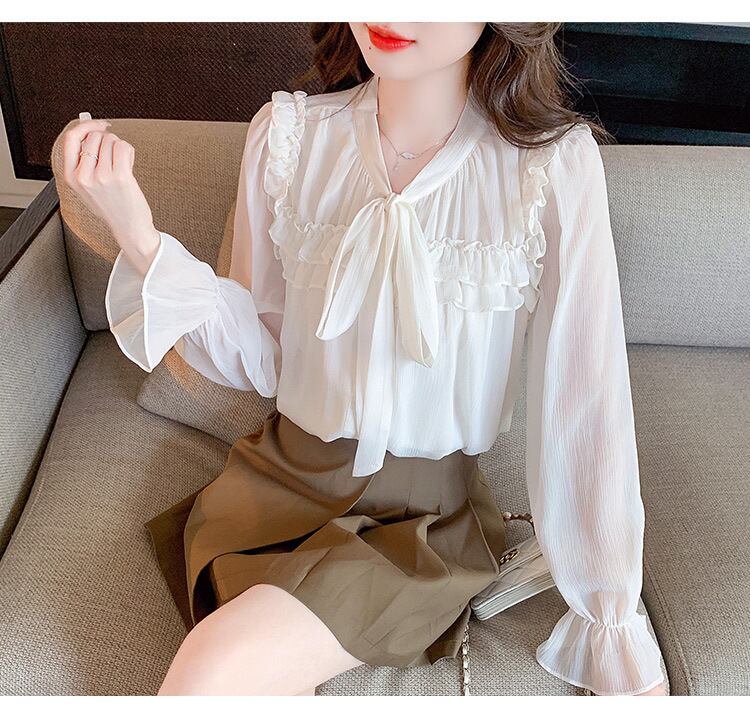 【tops】リボン付きブラウス　M29095