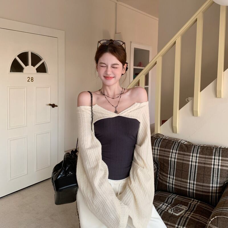 【tops】ドッキングニットトップス　M28440