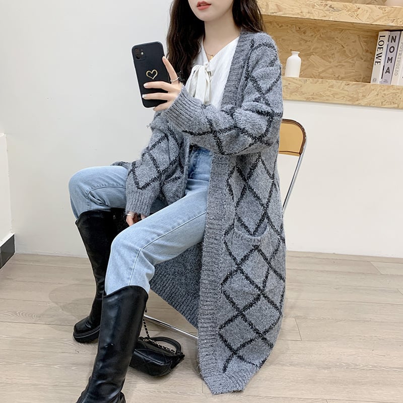 【outer】ロング丈ニットカーデ　M26052