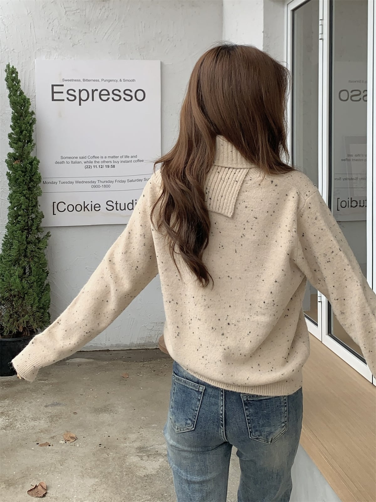 【tops】ニットセーターマフラー付き　M27672