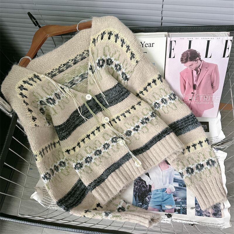 【outer】ボーダー柄ニットカーデ　M27614