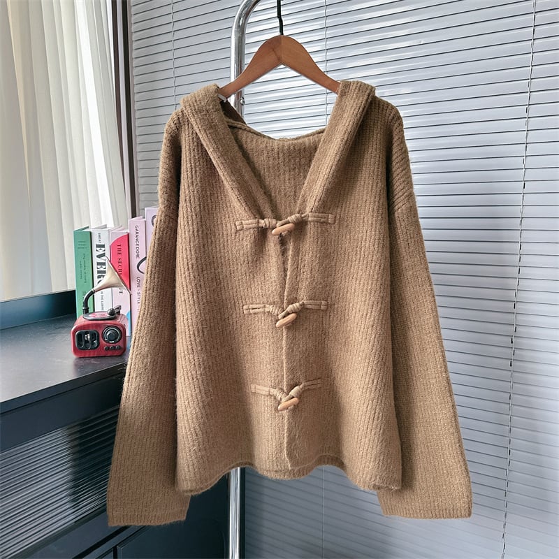 【outer】フード付きニットカーデ　M26388