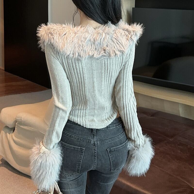 【outer】ファーニットカーデ　M27826