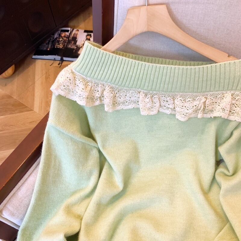 【tops】レース切り替えニットセーター　M29192