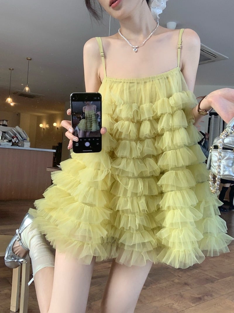 【dress】チュールコンビキャミワンピース　M29848