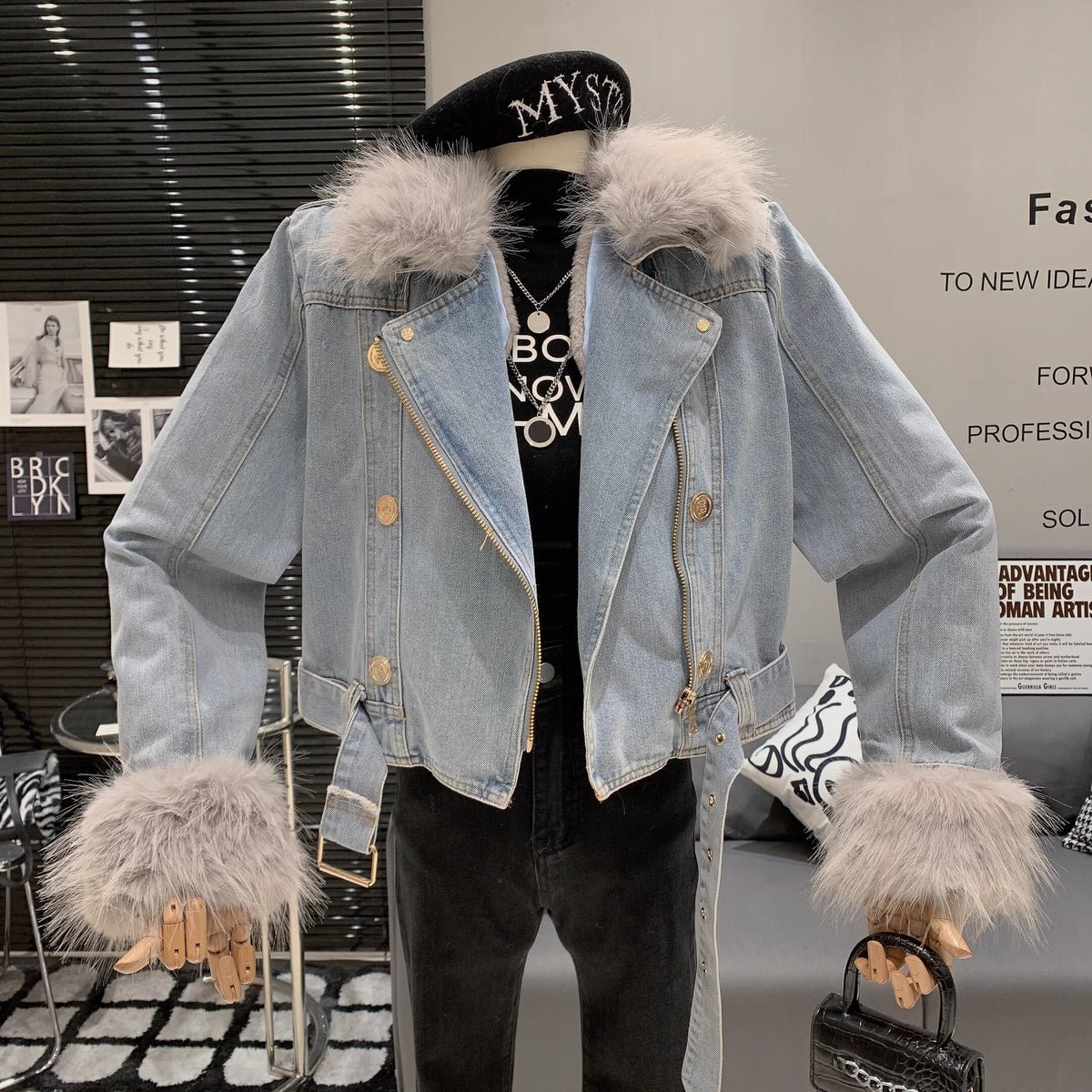 【outer】ファーデニムジャケット　M19108