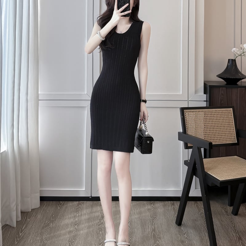 【dress】ノースリーブニットワンピース Q8488