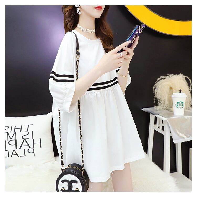 【tops】好感度UPラウンドネック半袖ゆったり着回しファッション配色Tシャツ