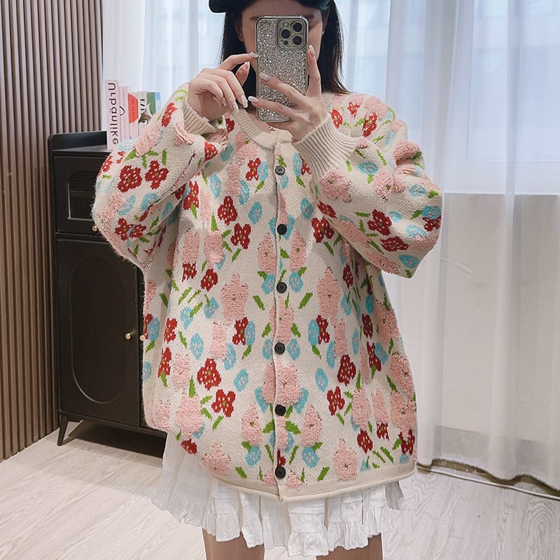 【outer】刺繍ニットカーデ　M25870