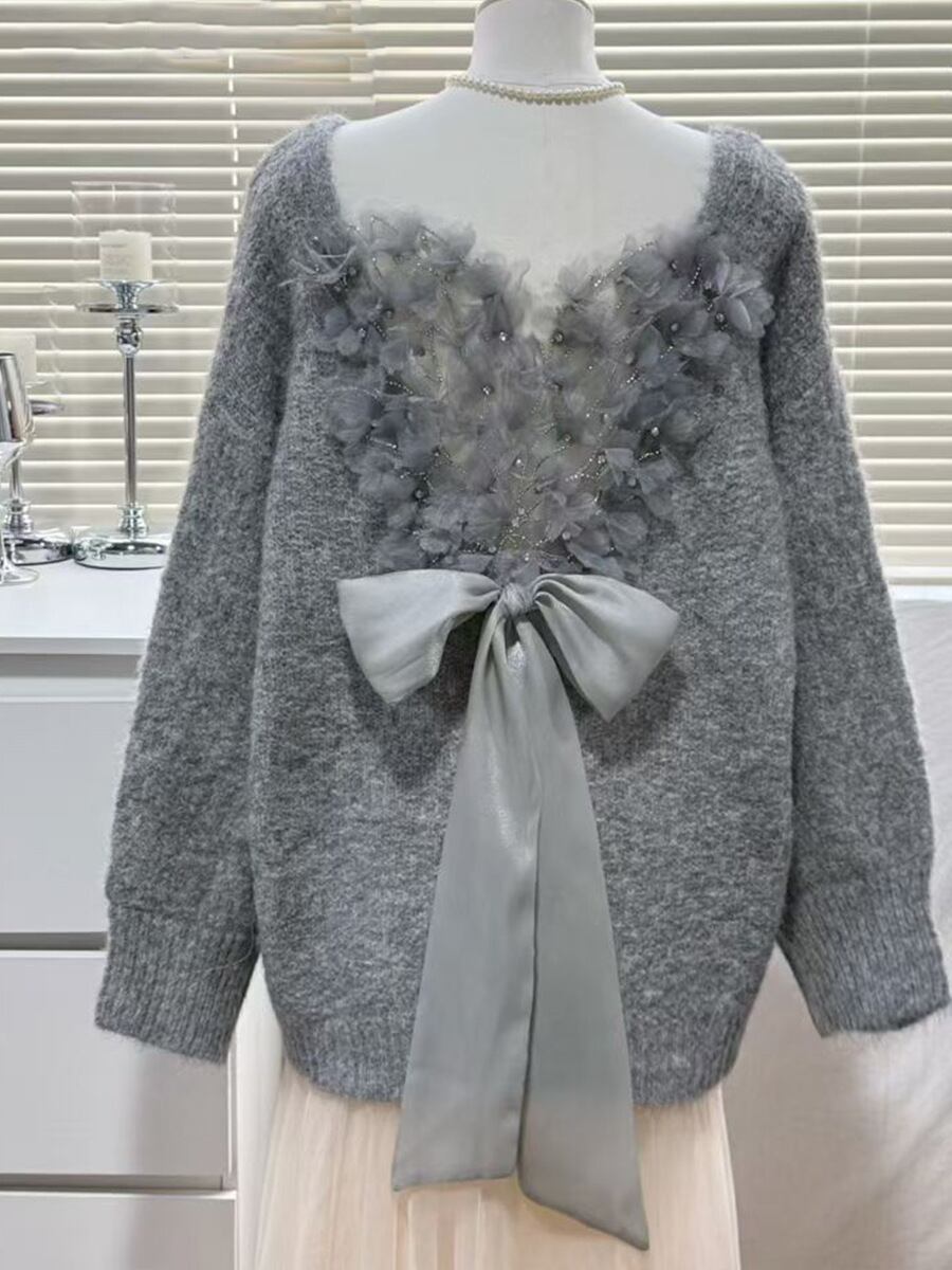 【tops】バックリボンニットトップス　N3505