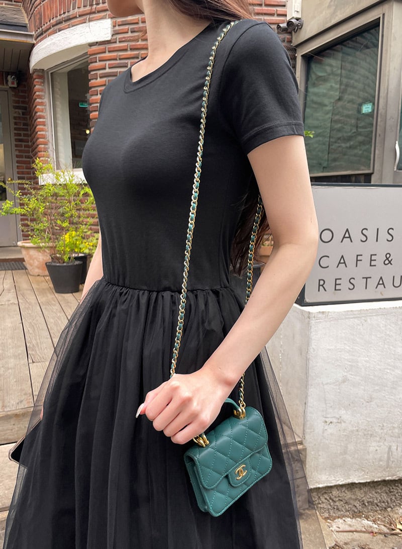 【dress】チュールドッキングワンピース　M24029