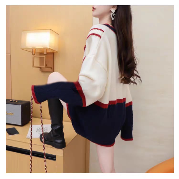 【tops】配色切り替えニットセーター　M29174