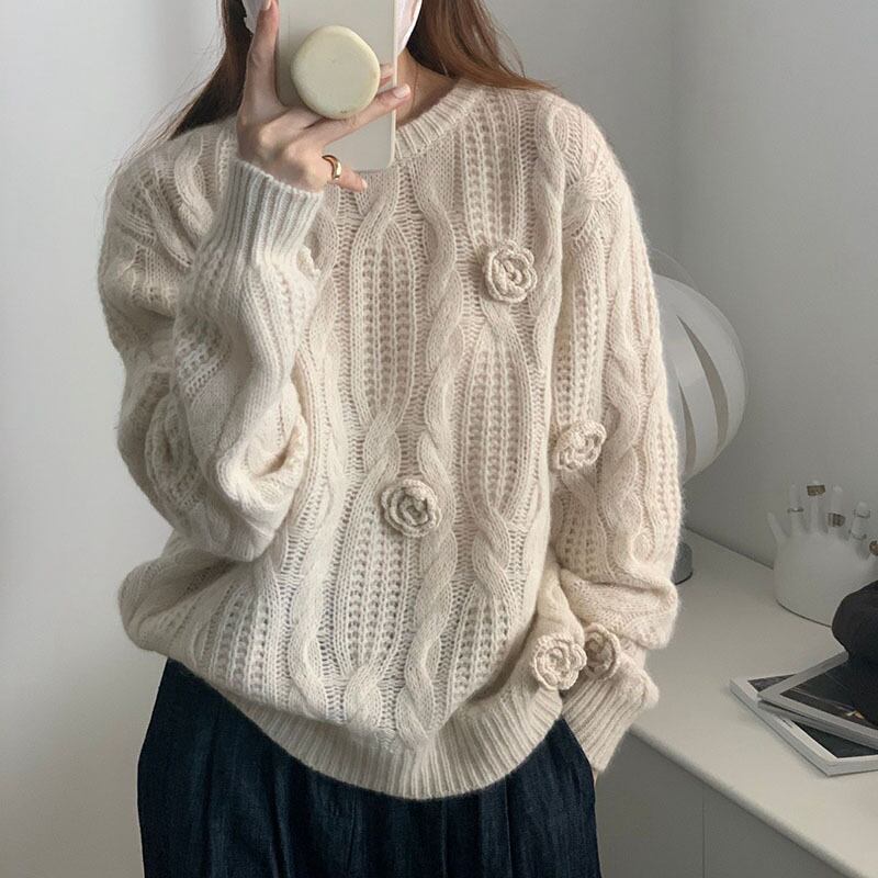 【tops】クルーネックニットセーター　M19144