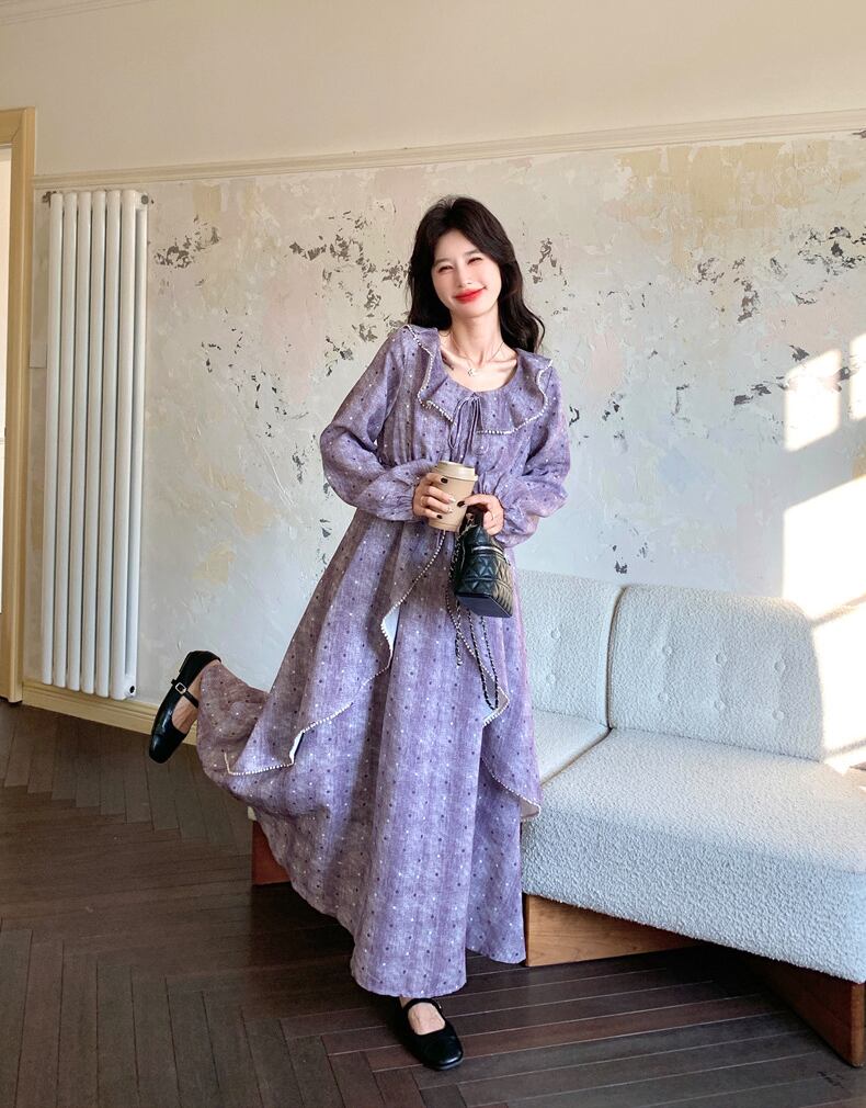 【dress】フレアロングワンピース Q8221