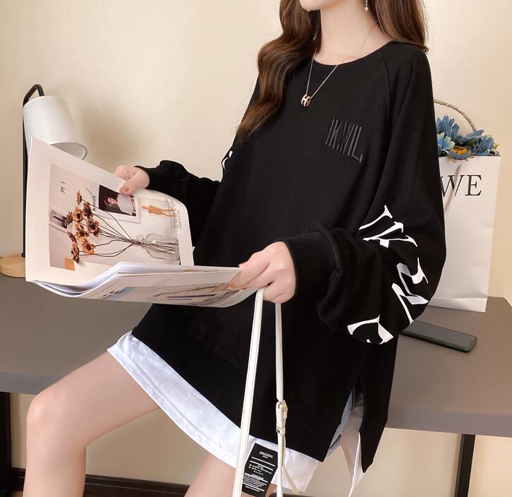 【tops】選べる5色！ラウンドネック長袖英字柄ファッションゆったり着回しパーカーF0673