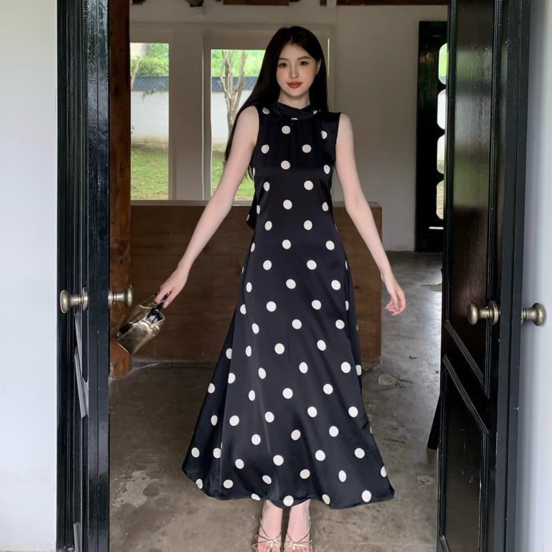 【dress】ノースリーブドット柄ワンピース　M24575
