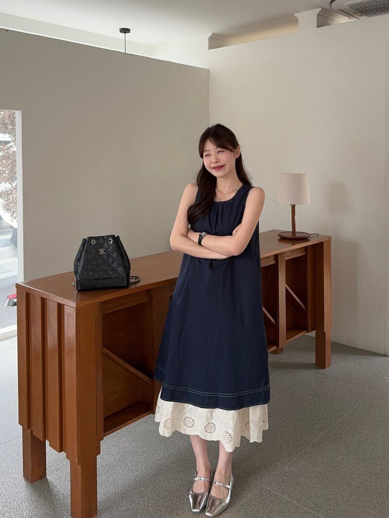 【dress】レース切り替えノースリーブワンピース　M29817
