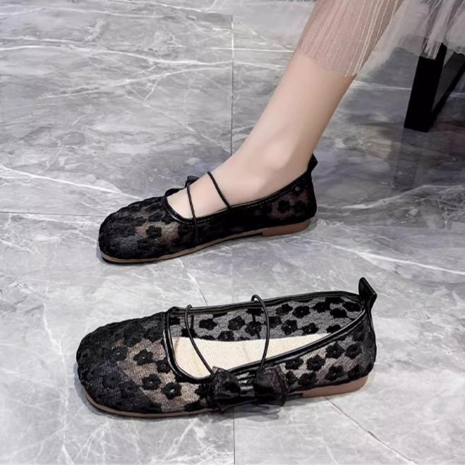 【shoes】3色レースフラットシューズF7473