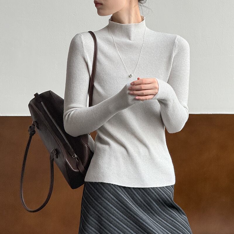 【tops】ハイネックニットトップス Q6970