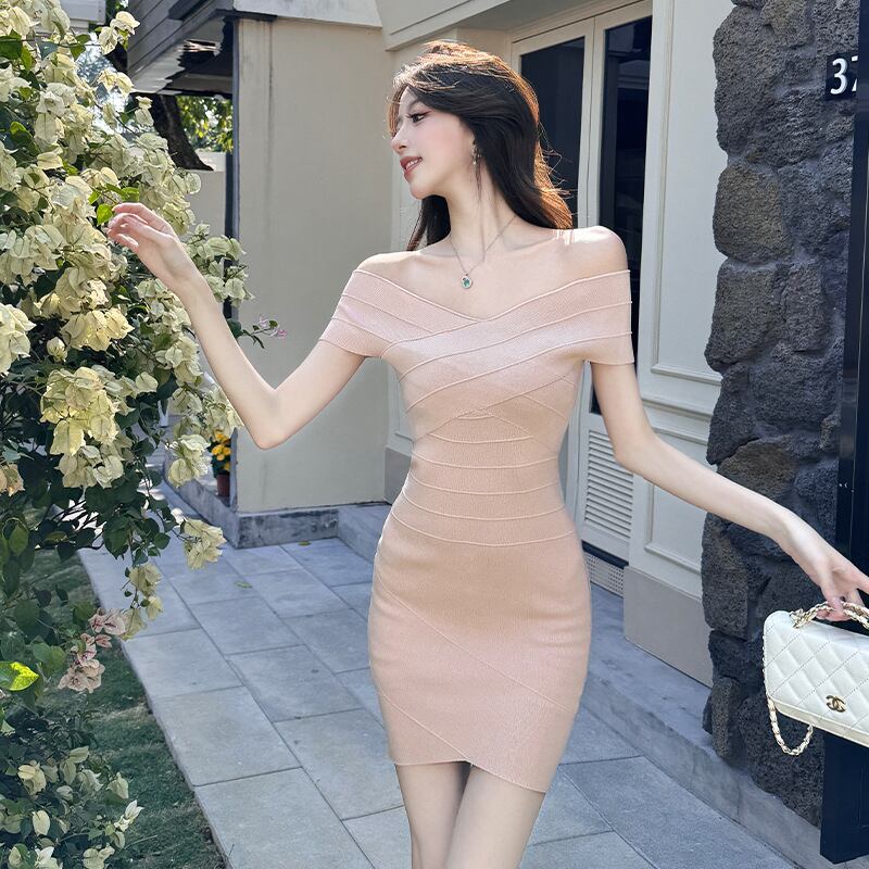 【dress】クロスニットワンピース　M28966