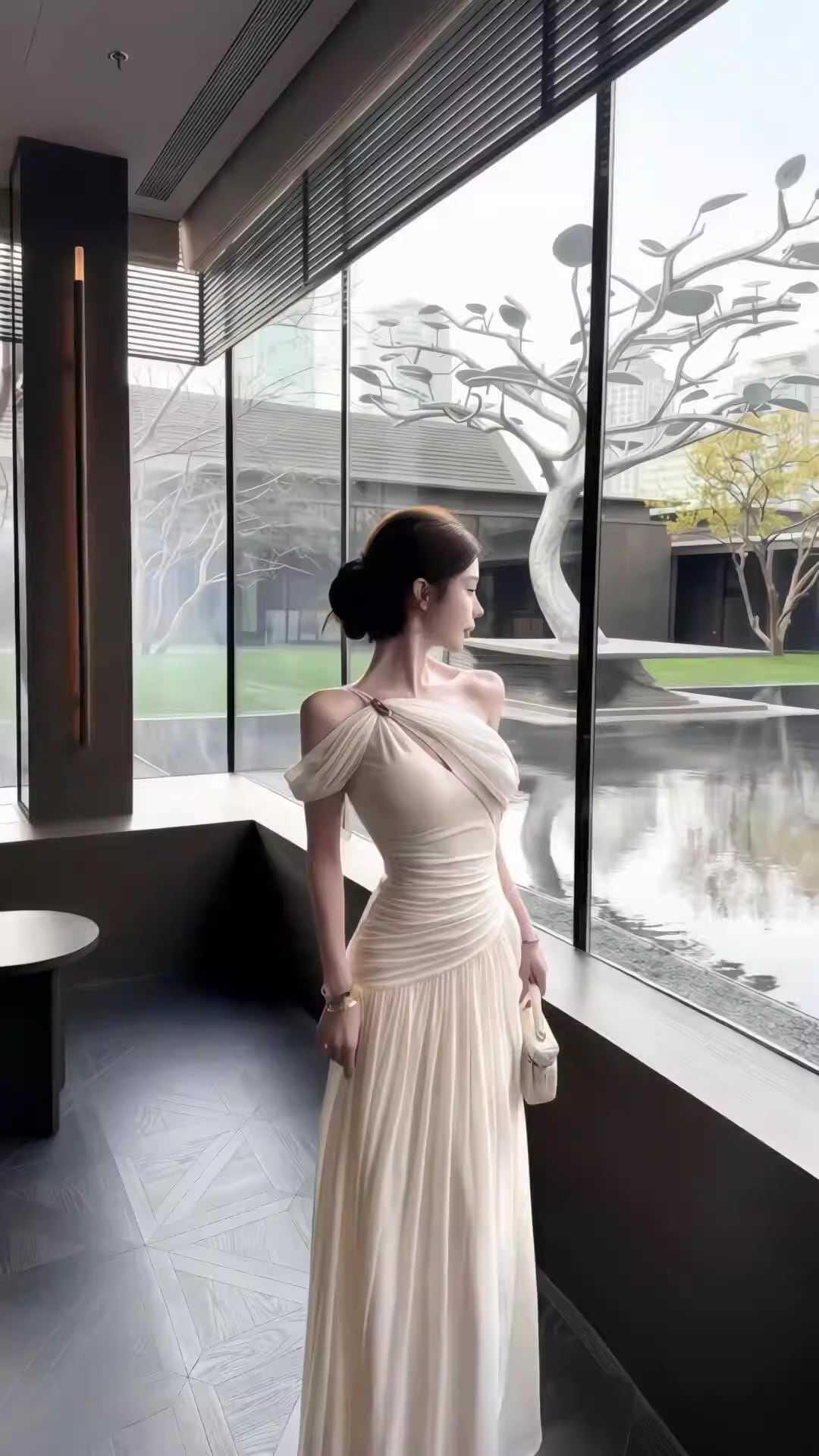 【dress】2wayノースリーブロングギャザーワンピース Q8402