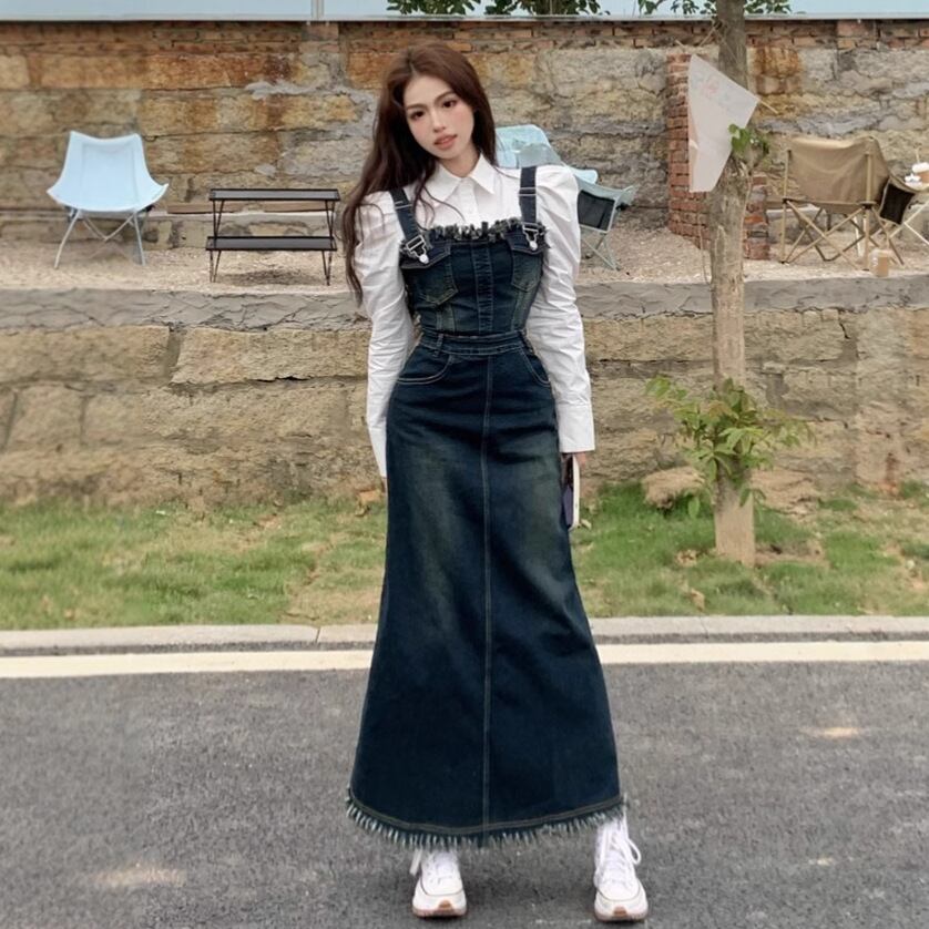 【dress】サロペットデニムワンピース　M28278