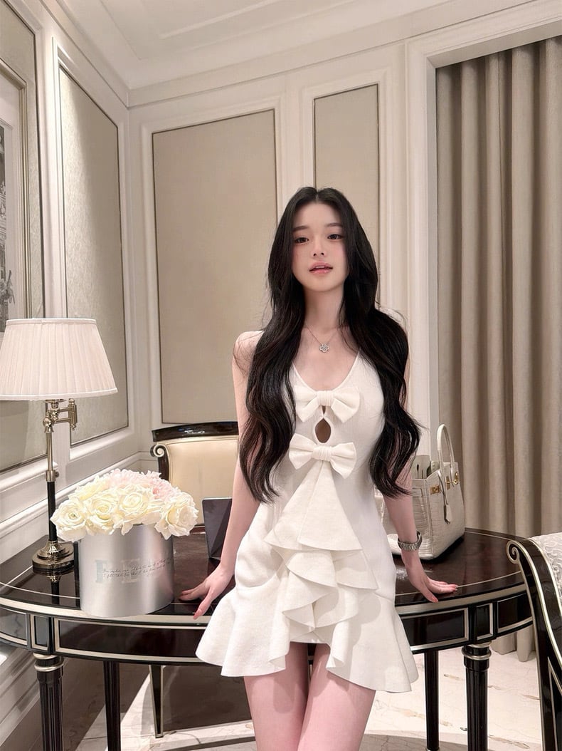 【dress】リボンミニワンピース　N3540