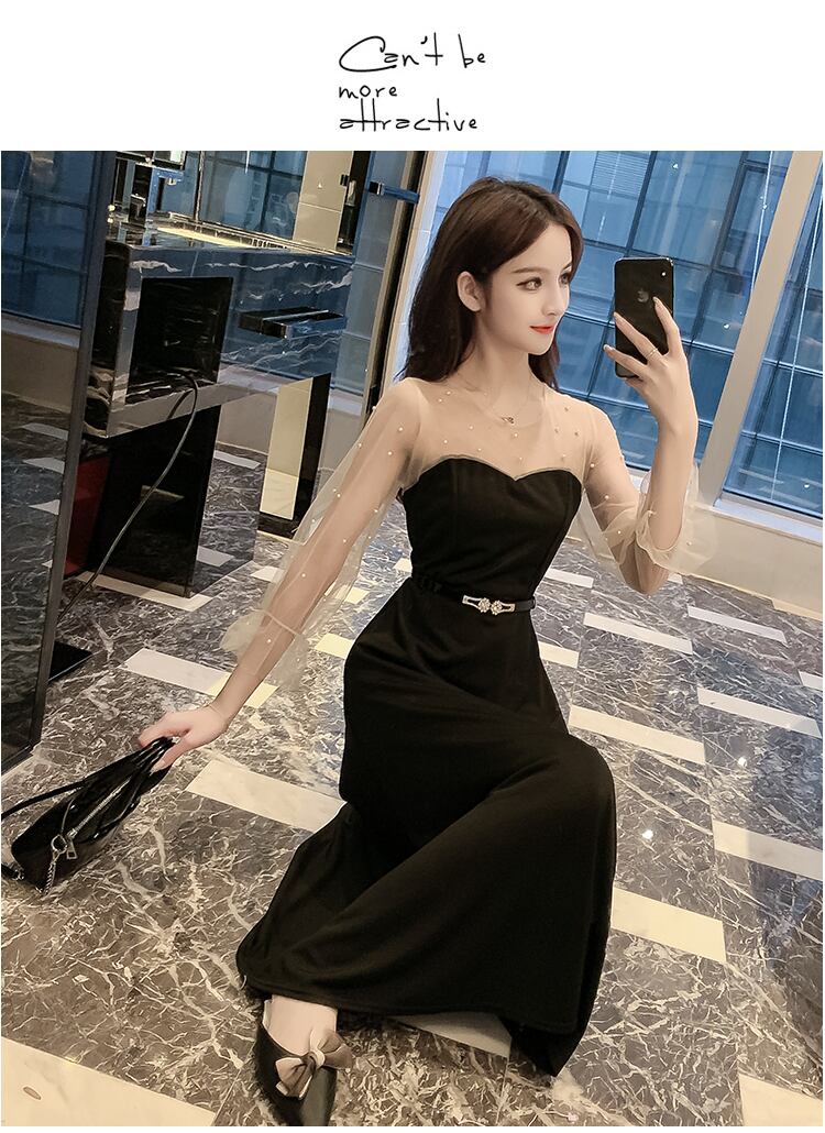 【dress】優しい雰囲気!韓国風気質満点魅力的レトロパフスリーブワンピース G0188