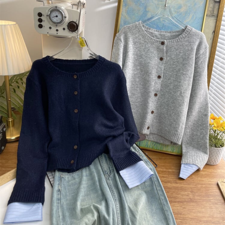 【outer】切り替えニットカーデ　M26575