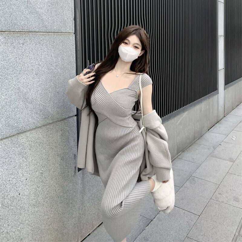 【set】ニットキャミワンピース×ニットカーデセット　M27856