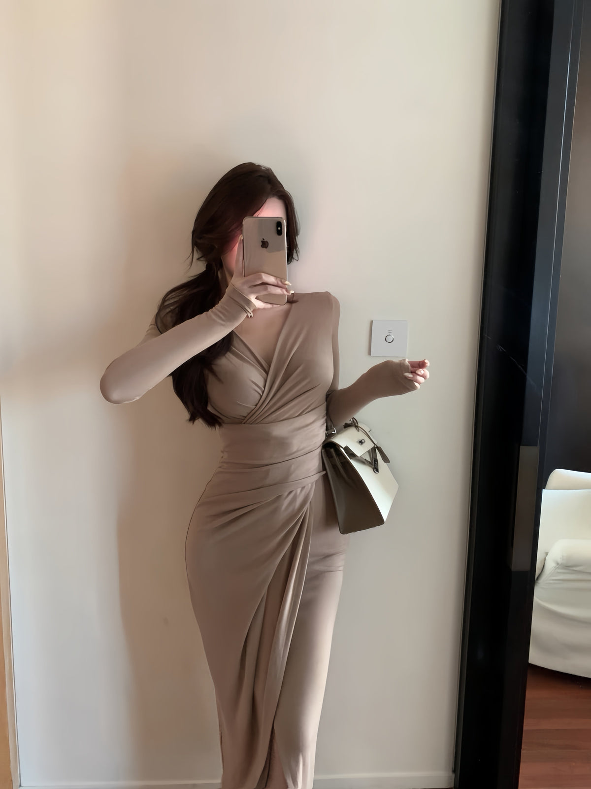 【dress】スリットタイトワンピース Q6314