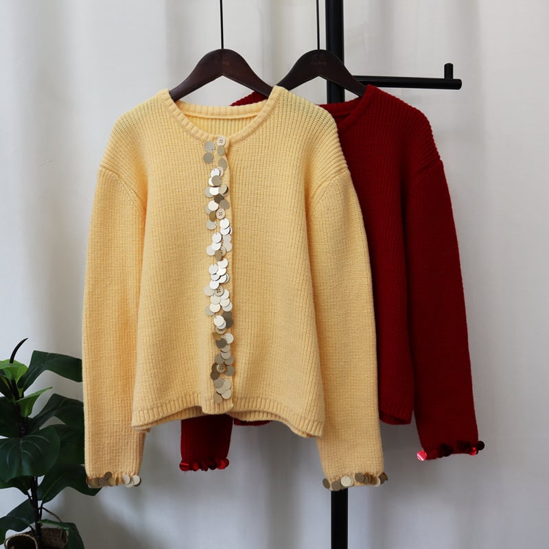 【outer】クルーネックニットカーデ　M25436