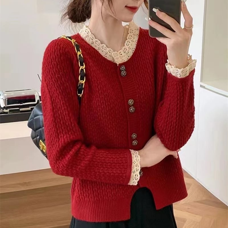 【outer】レースニットカーデ　M25919