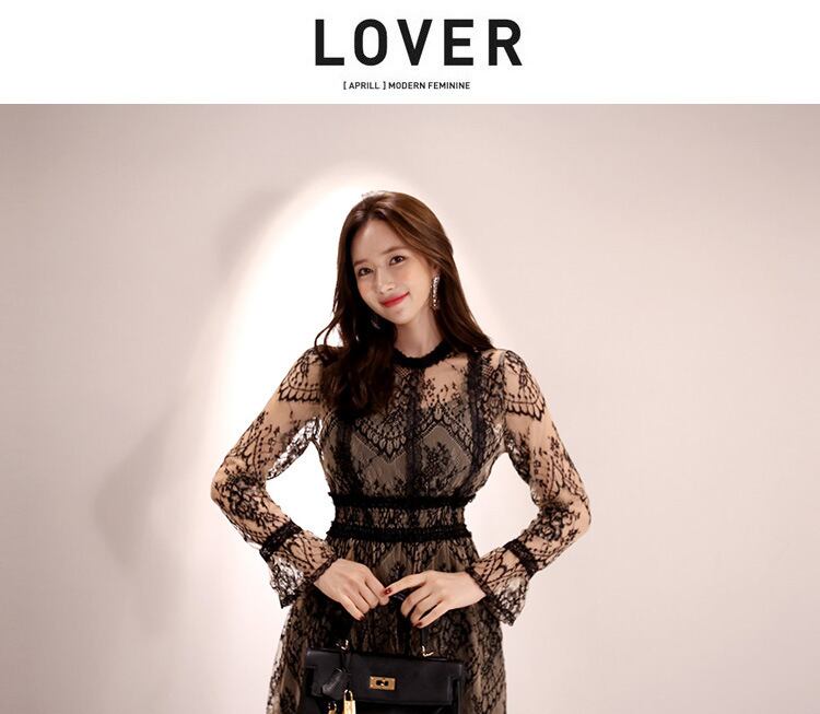 【dress】上品な質感!気質満点レトロファッション高品質レディースレースワンピース G5898