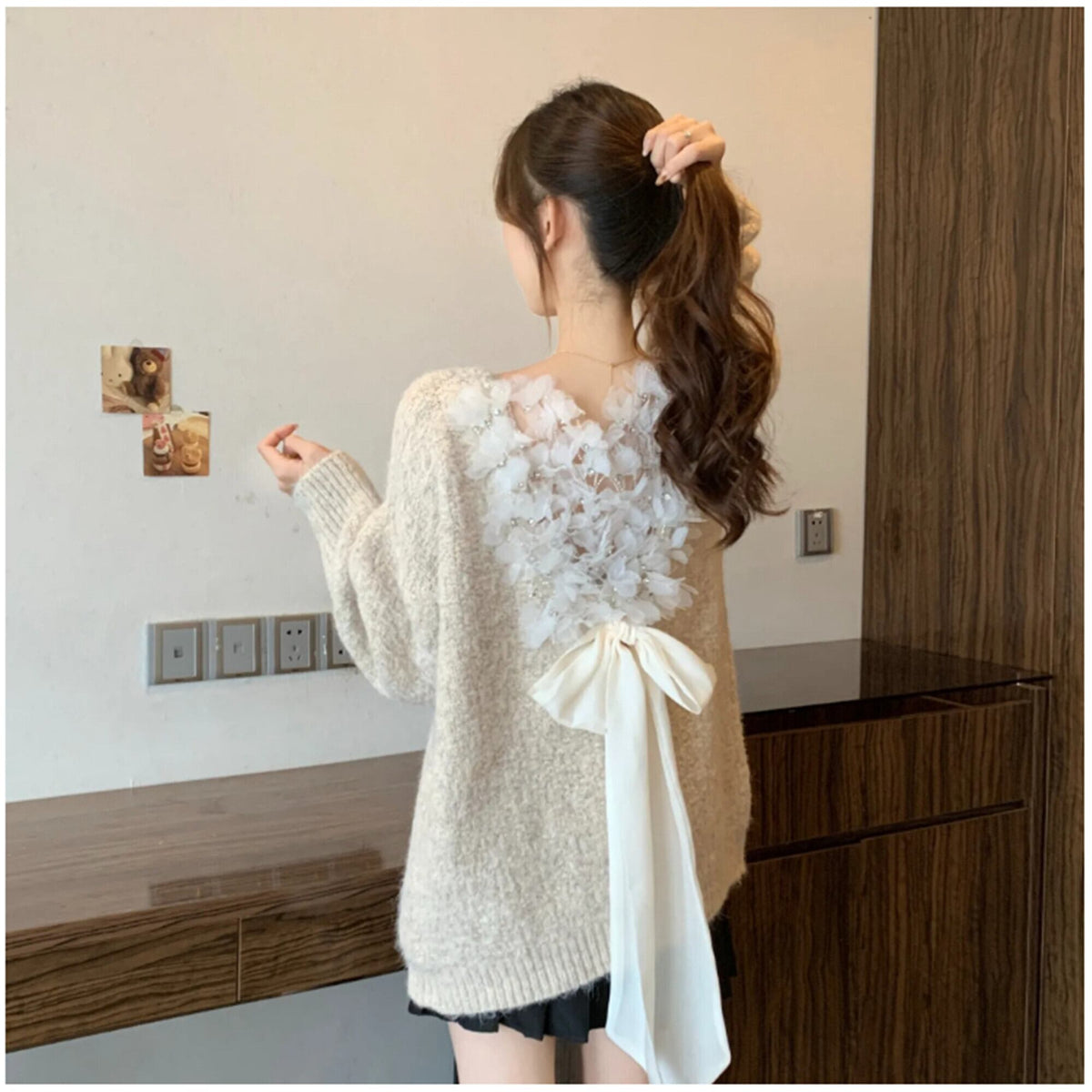 【tops】バックリボンニットトップス　N3505