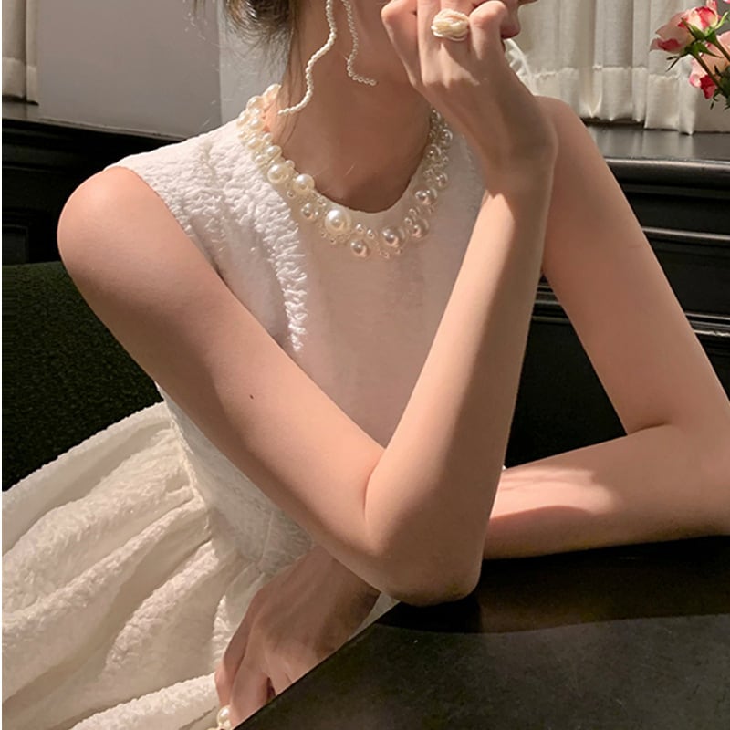 【dress】パールノースリーブワンピース　M24315