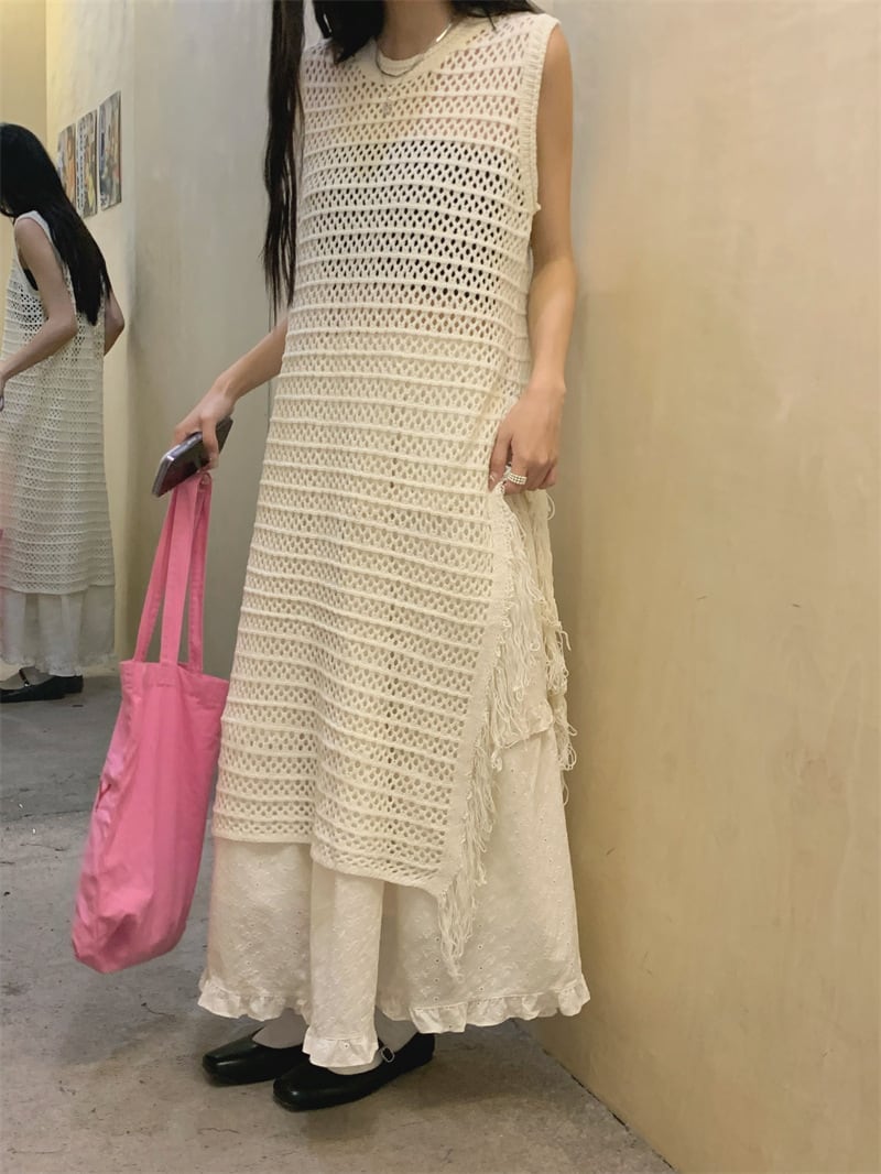 【dress】カットワークフリンジワンピース　M24756